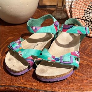 Papillio Birkenstock Turquoise and Purple Women's Sandals